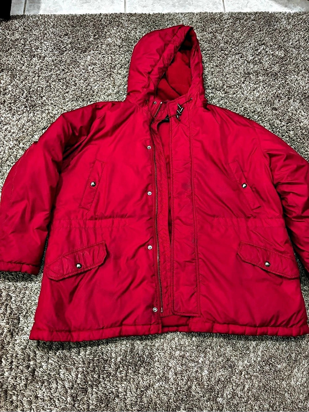 Lauren Ralph Lauren Hooded Puffer Jacket Red 2X